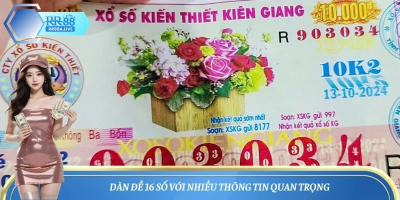 Dàn đề 16 số với nhiều thông tin quan trọng
